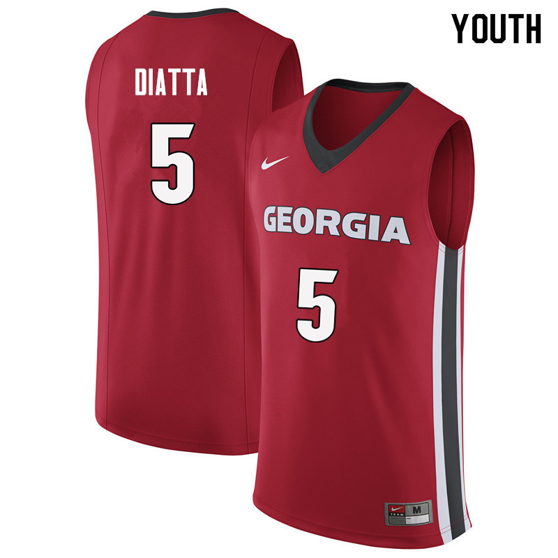 Youth #5 Pape Diatta Georgia Bulldogs College Basketball Jerseys Sale-Red - Click Image to Close